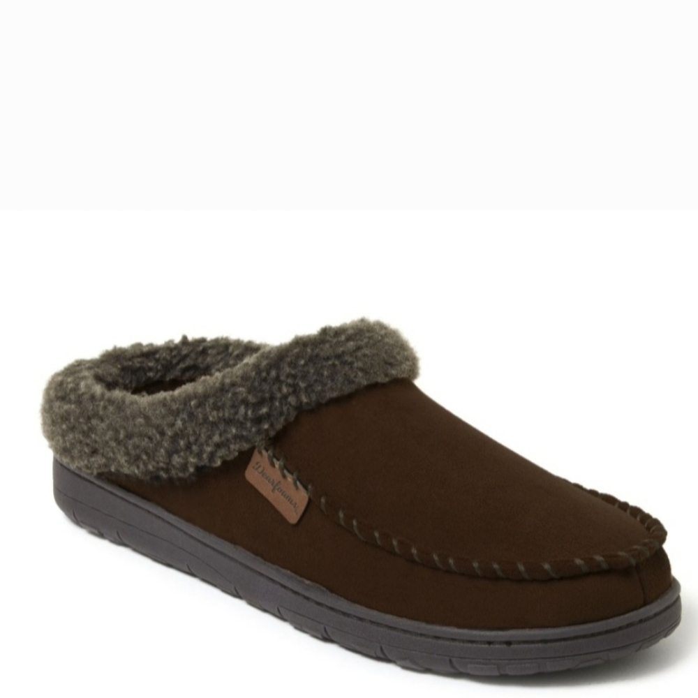 Dearfoams Men's Brendan Microsuede Moccasin Toe Clog Slipper